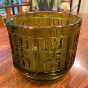 Avocado Green Glass Asian Inspired Octagonal Planter